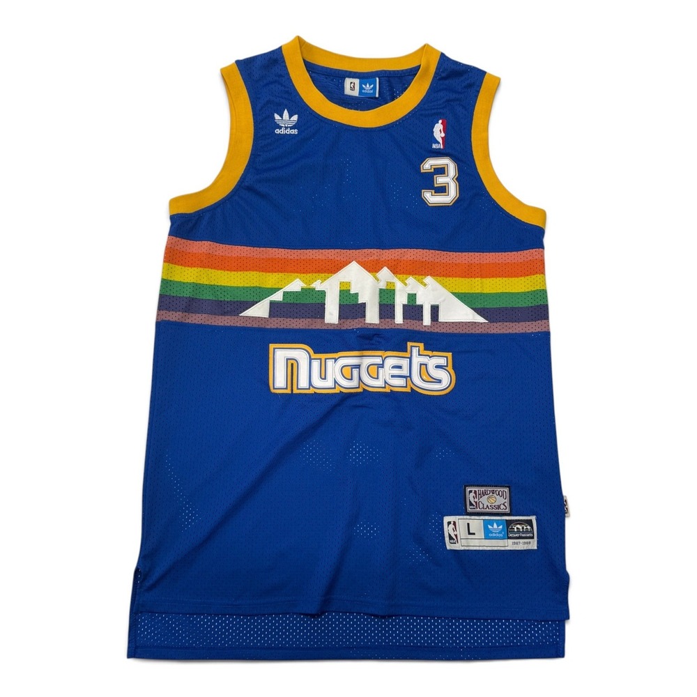 Adidas Allen Iverson Denver Nuggets Rainbow Skyline Jersey Blue Large Mens Retro